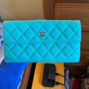 Seafoam Green Matte Caviar Chanel Long Wallet